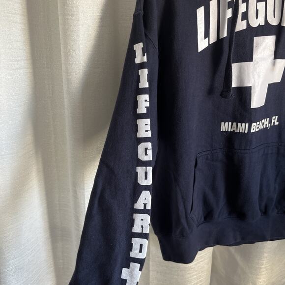 Lifeguard MIAMI BEACH Hoodie Cotton‎ Sweatshirt Navy Blue MEDIUM - Picture 2 of 7